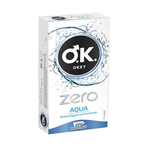 Okey Zero Aqua Ekstra Kaygan ve İnce Prezervatif 10 Adet