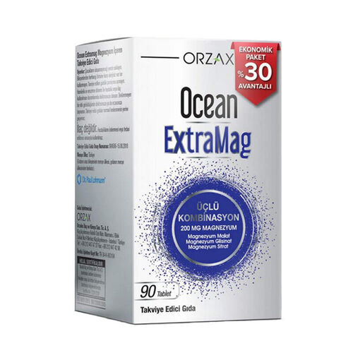 Orzax Ocean ExtraMag Üçlü Magnezyum Kombinasyonu 90 Tablet