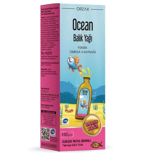 Orzax Ocean Omega3 Şurup 150 ml - Karışık Meyve Aromalı