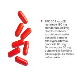 Pac 36 Cranberry Extract D-mannoz ve Vitamin C 30 Kapsül - Thumbnail