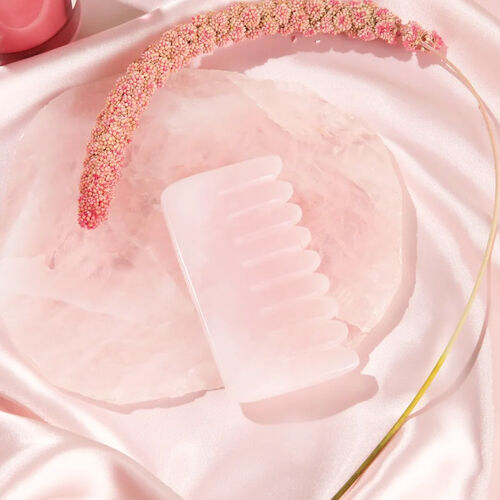 Pelcare Rose Quartz Crystal Hair Comb Masaj Taşı