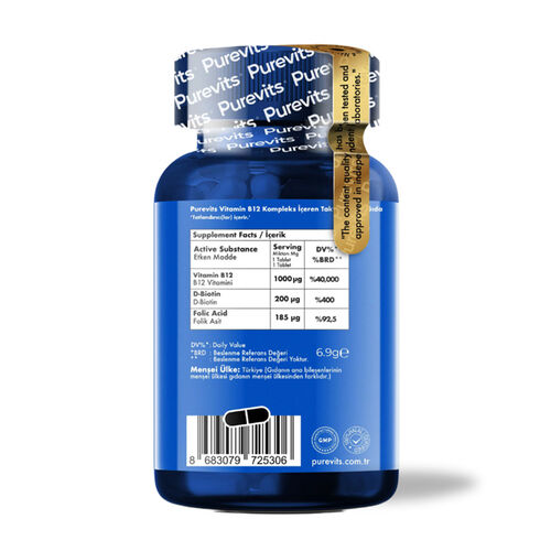 Purevits B12 Complex Takviye Edici Gıda Dilaltı 30 Tablet