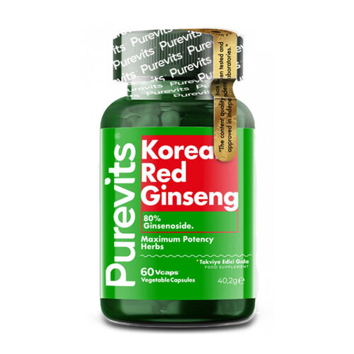 Purevits Korea Red Ginseng 500 mg Takviye Edici Gıda 60 Vegan Kapsül