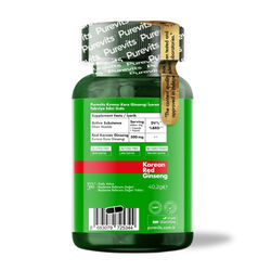 Purevits Korea Red Ginseng 500 mg Takviye Edici Gıda 60 Vegan Kapsül - Thumbnail