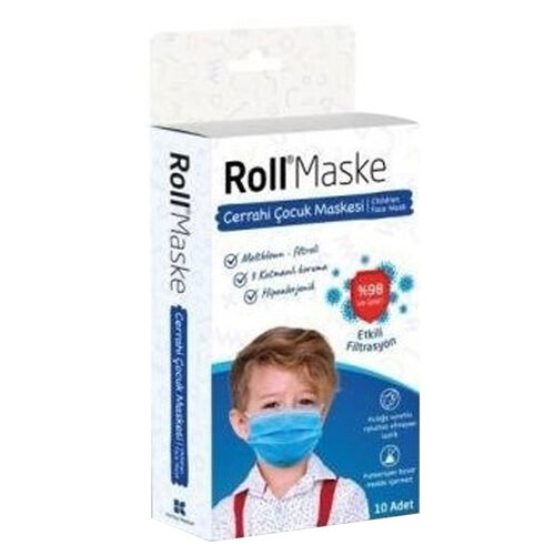 Roll Maske Çocuk Maskesi 10 Adet - Erkek
