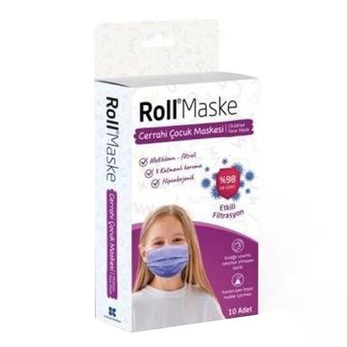 Roll Maske Çocuk Maskesi 10 Adet - Kız