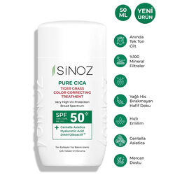 Sinoz Pure Cica SPF50+ Ton Eşitleyici Sıvı Yüz Güneş Kremi 50 ml - Thumbnail