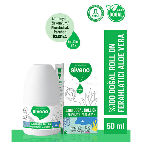 Siveno Doğal Ferahlatıcı Aloe Vera Özlü Roll-On 50 ml
