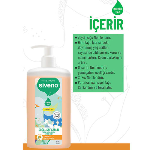 Siveno Portakal Yağlı Doğal Sıvı Sabun 1L