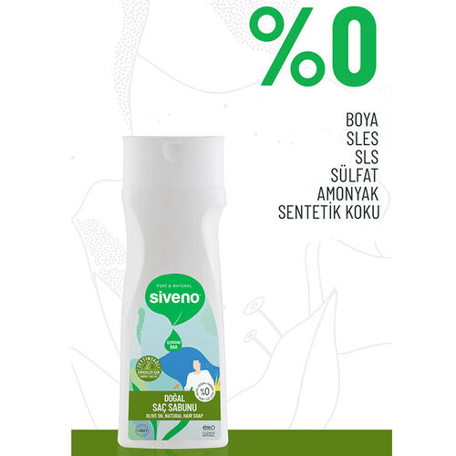 Siveno Zeytinyağlı Doğal Saç Sabunu Erkekler için 300 ml