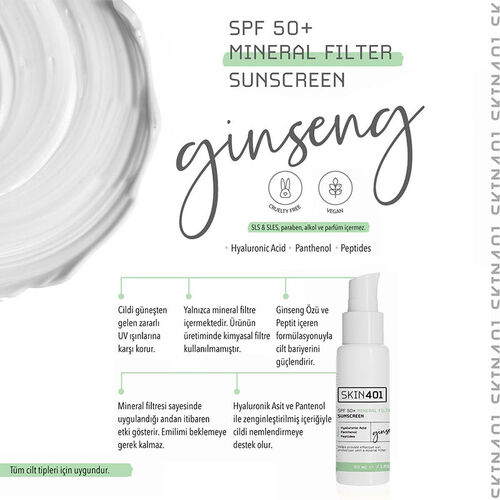 Skin401 Spf 50 Mineral Filtre Güneş Kremi 50 ml