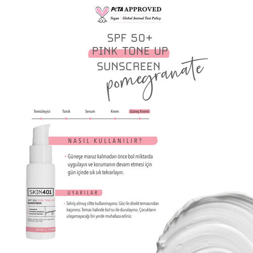Skin401 Spf 50 Pink Tone Up Pembe Ton Eşitleyici Güneş Kremi 50 ml