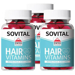 Sovital Hair Vegan Gummy Saç Vitamini 60 Kapsül x 3 Adet - Thumbnail