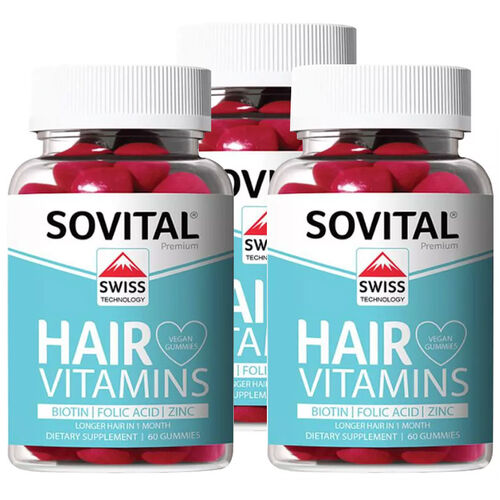 Sovital Hair Vegan Gummy Saç Vitamini 60 Kapsül x 3 Adet