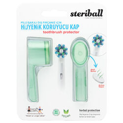Steriball Pilli veya Şarjlı Diş Fırçaları İçin Hijyenik Diş Fırçası Kabı - Yeşil - Thumbnail