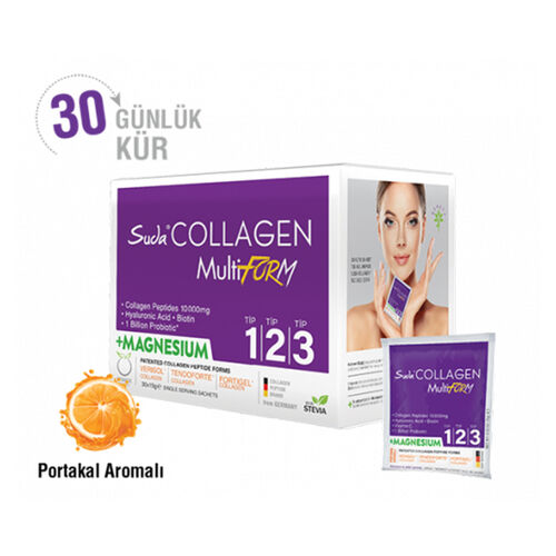 Suda Collagen Multiform+ Magnesium 30 x 15 gr - Portakal Aromalı