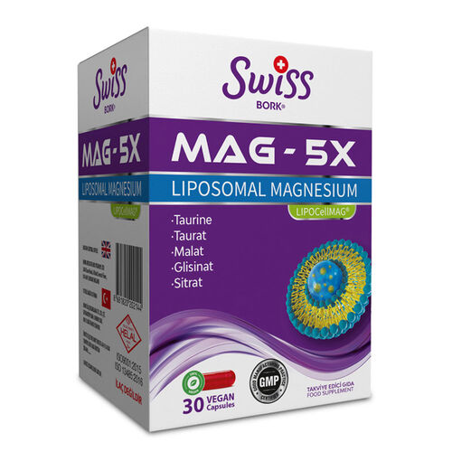 Swiss Bork Mag-5X Lipozomal Magnezyum Takviye Edici Gıda 30 Vegan Kapsül