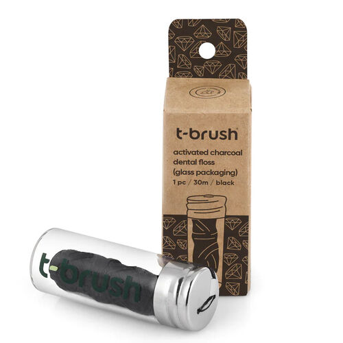 T-Brush Activated Charcoal Cam Şişe Diş İpi