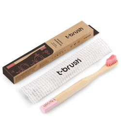 T-Brush Bambu Çocuk Diş Yumuşak Fırçası Pembe - Thumbnail