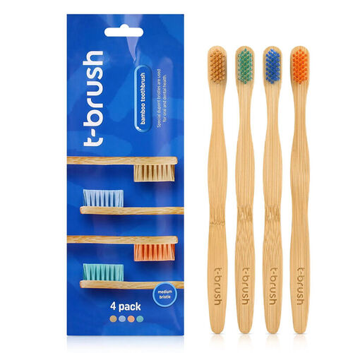 T Brush Bambu Diş Fırçası Orta Sert 4 Adet