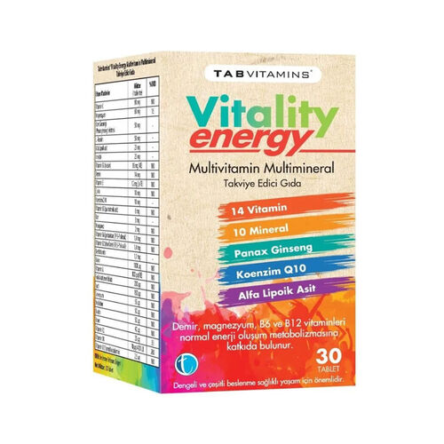 Tab Vitamins Vitality Energy Multivitamin 30 Tablet