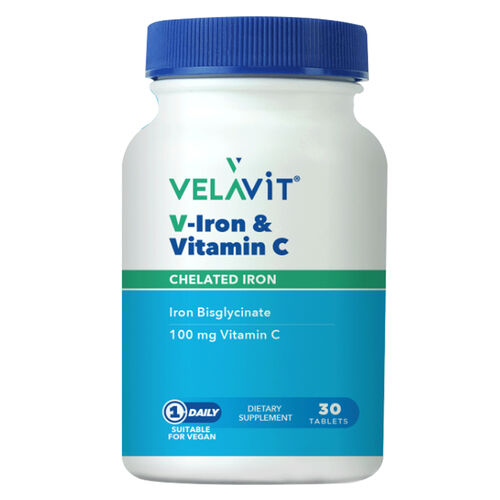 Velavit V-Iron & Vitamin C İçeren Takviye Edici Gıda 30 Tablet