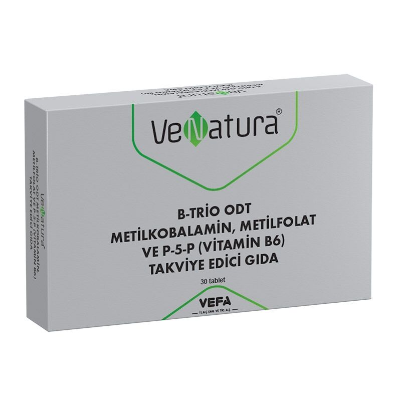 VeNatura B-Trio ODT Metilkobalamin Metilfolat ve P-5-P Takviye Edici Gıda 30 Tablet