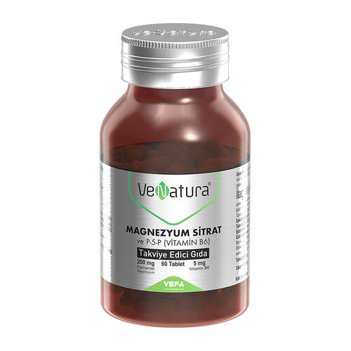 VeNatura Magnezyum Sitrat - Vitamin B6 - Takviye Edici Gıda 60 Tablet