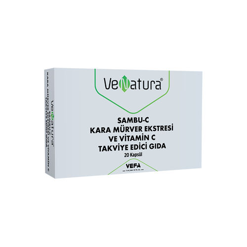 Venatura Sambu-C Kara Mürver Ekstresi ve Vitamin C Takviye Edici Gıda 20 Kapsül