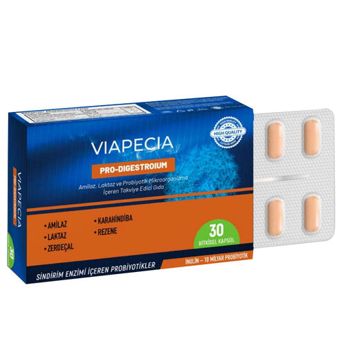 Viapecia Pro-Digestroium Takviye Edici Gıda 30 Bitkisel Tablet