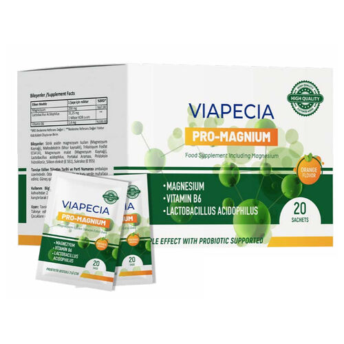 Viapecia Pro-Magnium Magnezyum İçeren Takviye Edici Gıda 20 Saşe