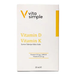 Vita Simple D3 K2 - Vitamin D ve K İçeren Takviye Edici Gıda 20 ml - Thumbnail