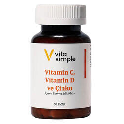 Vita Simple Vitamin C , D ve Çinko İçeren Takviye Edici Gıda 60 Tablet - Thumbnail