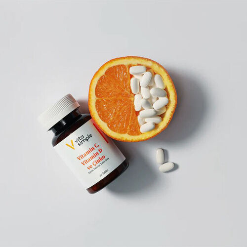 Vita Simple Vitamin C , D ve Çinko İçeren Takviye Edici Gıda 60 Tablet