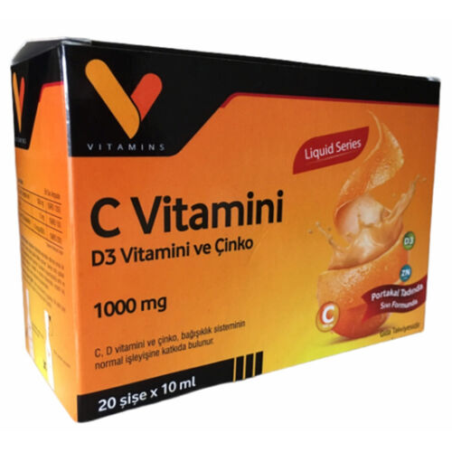 Vitamins C Vitamini Portakal Tadında Sıvı Takviye Edici 20x10 ml