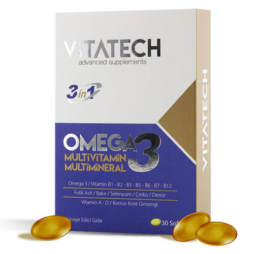 Vitatech 3 in 1 Omega 3 Multivitamin ve Multimineral 30 Kapsül