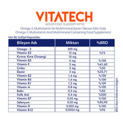 Vitatech 3 in 1 Omega 3 Multivitamin ve Multimineral 30 Kapsül - Thumbnail