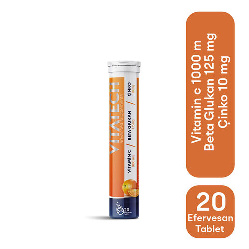 Vitatech Vitamin C Beta Glukan Çinko 20 Efervesan Tablet