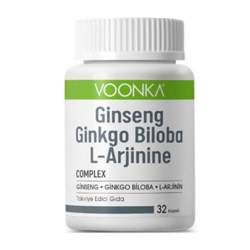 Voonka Ginseng, Ginkgo ve L-Arjinin İçeren Takviye Edici Gıda 32 kapsül