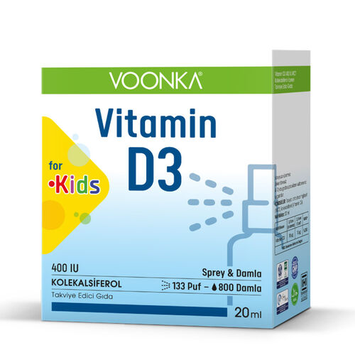 Voonka Kids Vitamin D3 400 IU Sprey Damla 20 ml