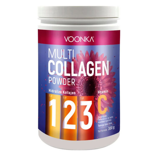 Voonka Multi Collagen Powder Hidrolize Kollajen Tip 1 2 3 Vitamin C 300 gr