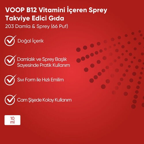 Voop B12 Vitamini İçeren Sprey Takviye Edici Gıda 10 ml