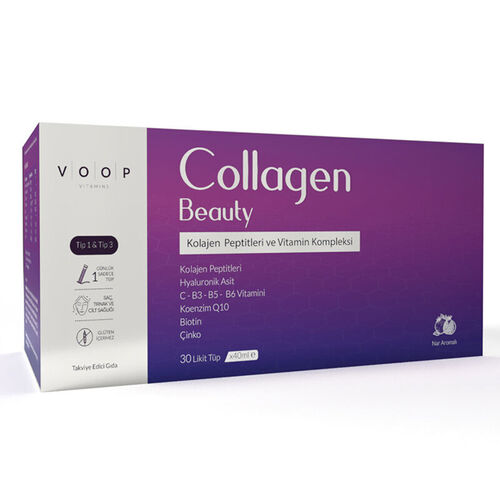 Voop Collagen Beauty Kollajen Peptitleri ve Vitamin Kompleks İçeren Sıvı Takviye Edici Gıda 30x40 ml