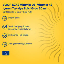 Voop D3K2 Vitamin İçeren Takviye Edici Gıda 20 ml - Thumbnail