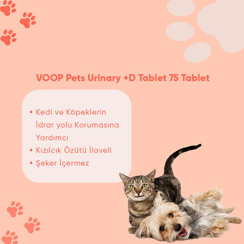 VOOP Pet Kedi ve Köpekler İçin Üriner Sistem Desteği Tablet 75 Adet