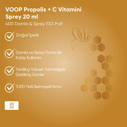 Voop Propolis ve Vitamin C İçeren Takviye Edici Gıda 20 ml