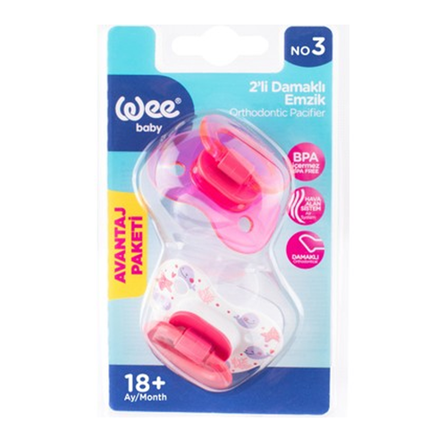 Wee Baby 2li Damaklı Emzik No3 18+ Ay - Pembe