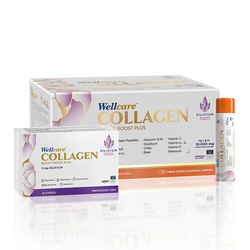 Wellcare Collagen Beauty Boost 10.000 mg 30 Tüp ve 30 Kapsül (Frenk Üzümü ve Portakal Aromalı)
