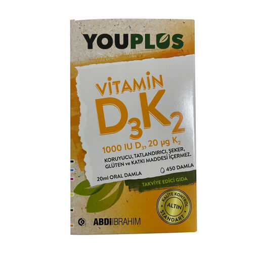 Youplus Vitamin D3K2 İçeren Takviye Edici Gıda 20 ml