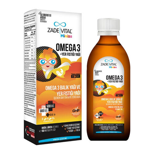 Zade Vital Miniza Omega 3 - Yer Fıstığı Yağı İçeren Sıvı Takviye Edici Gıda 150 ml